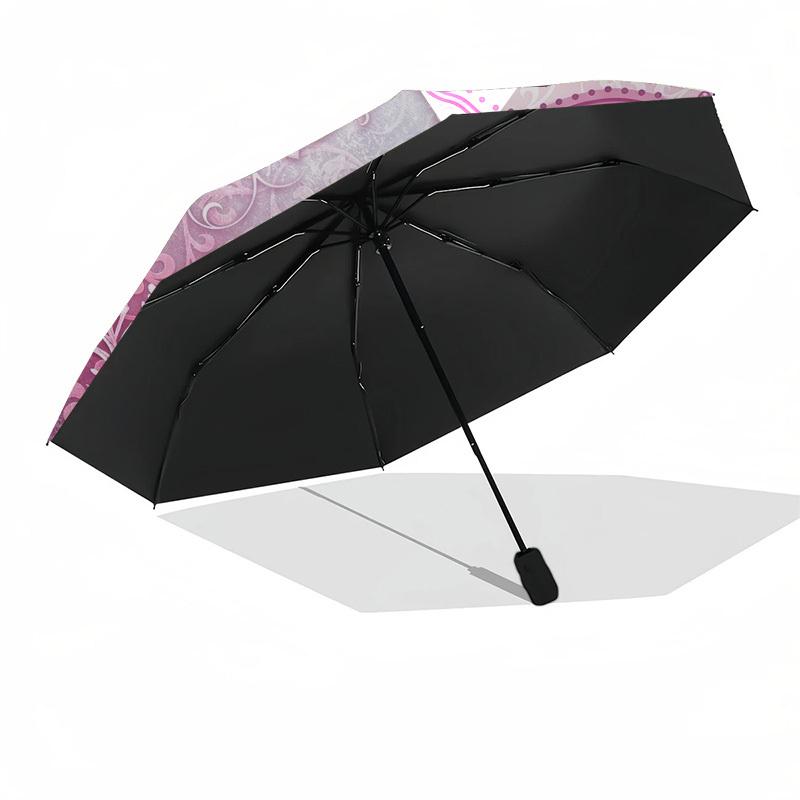 1pc Pink floral ornate design Umbrella with Plastic Handle,Compact & Stylish,Suitable for All Seasons YS331089
