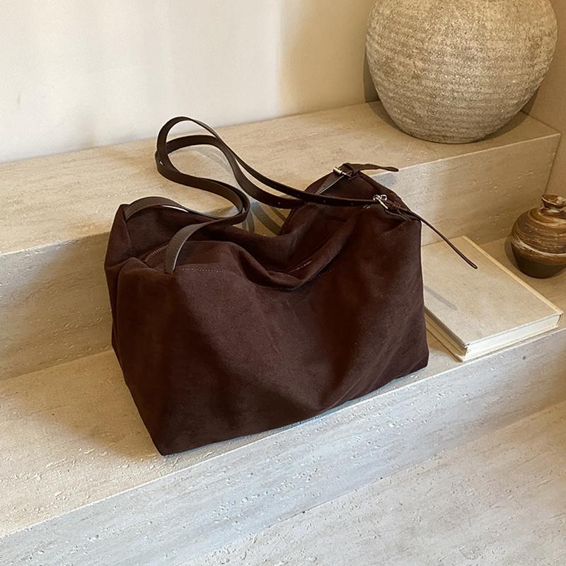 Yogodlns Autumn Winter Big Boston Luxury Designer Tote Soft Matte Suede Leather Women Handbag Female Shoulder Crossbody Bag