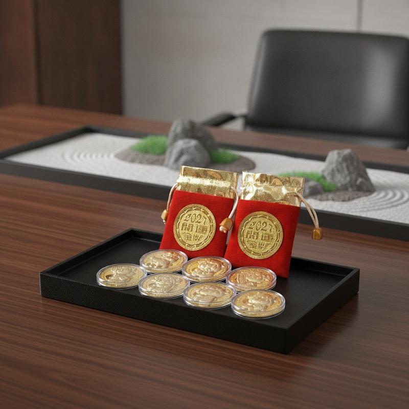 Year Of The Goat Commemorative Medal 2027 Zodiac Sheep Imitation Gold Foil Souvenir Coin New Year Gift