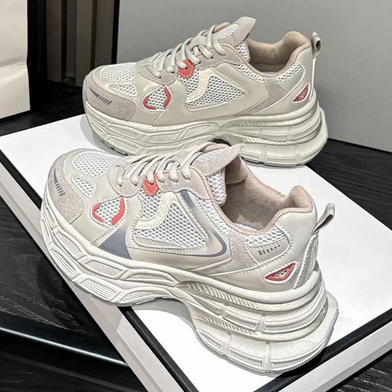 Autumn new silver sneakers heightened platform dad shoes mesh casual running shoes