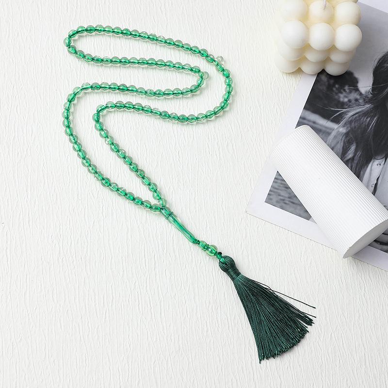 Solid Color Tassel Muslim Prayer Beads: Unisex Crystal Bracelet, Small Gift