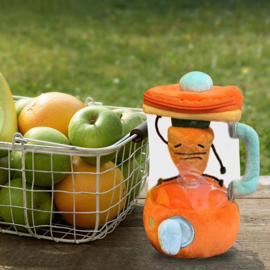 Carrot Blender Plush Toy Fun Drawstring Rotating Stuffed Vegetable Doll 6 Inches Interactive Wind-up Carrot Juicer Plushie Carrots Backpack Decor