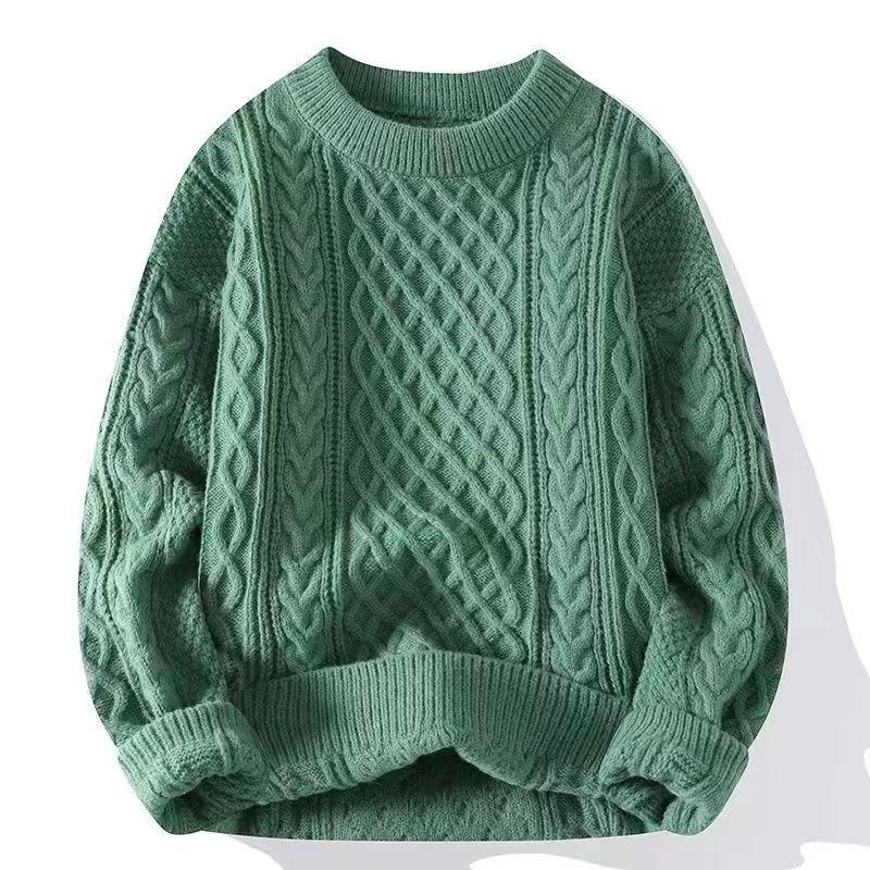 Luxury Autumn/Winter Velvet-Lined Cable Knit Sweater: Warm, Versatile, Thick Round Neck In Black & White