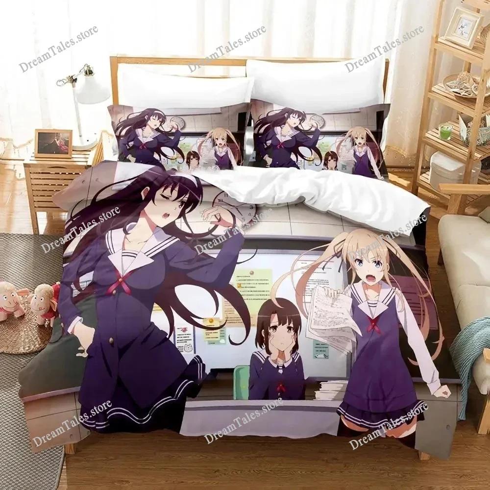 Saekano How To Raise A Boring Girlfriend Bedding Set Cartoon Anime Set Adult Kid Bedroom Duvet Cover Sets 3D Print Kawaii Anime