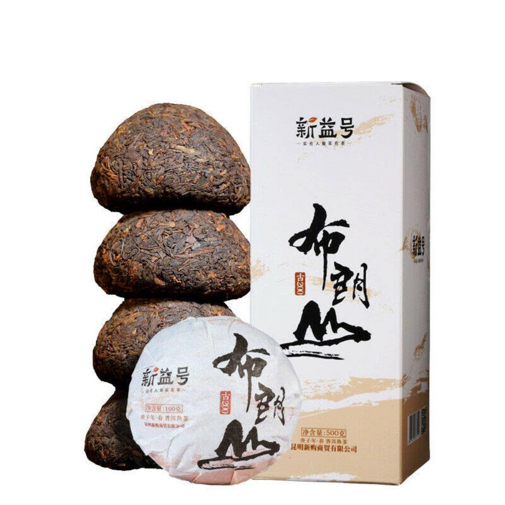 Xin Yi Hao Bulang Mountain 200 Years Old Tree Tuo Cha Pu-erh Tea 2021 500g Ripe Chinese Loose Leaf Organic