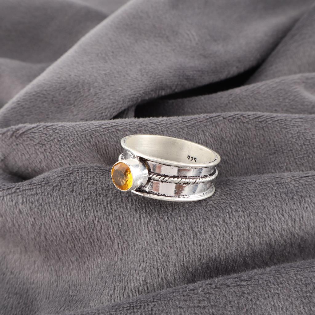 Citrine Gemstone Ring, Handmade Silver Jewelry, 925 Sterling Silver Dainty Ring, Women's Jewelry Gift For Her