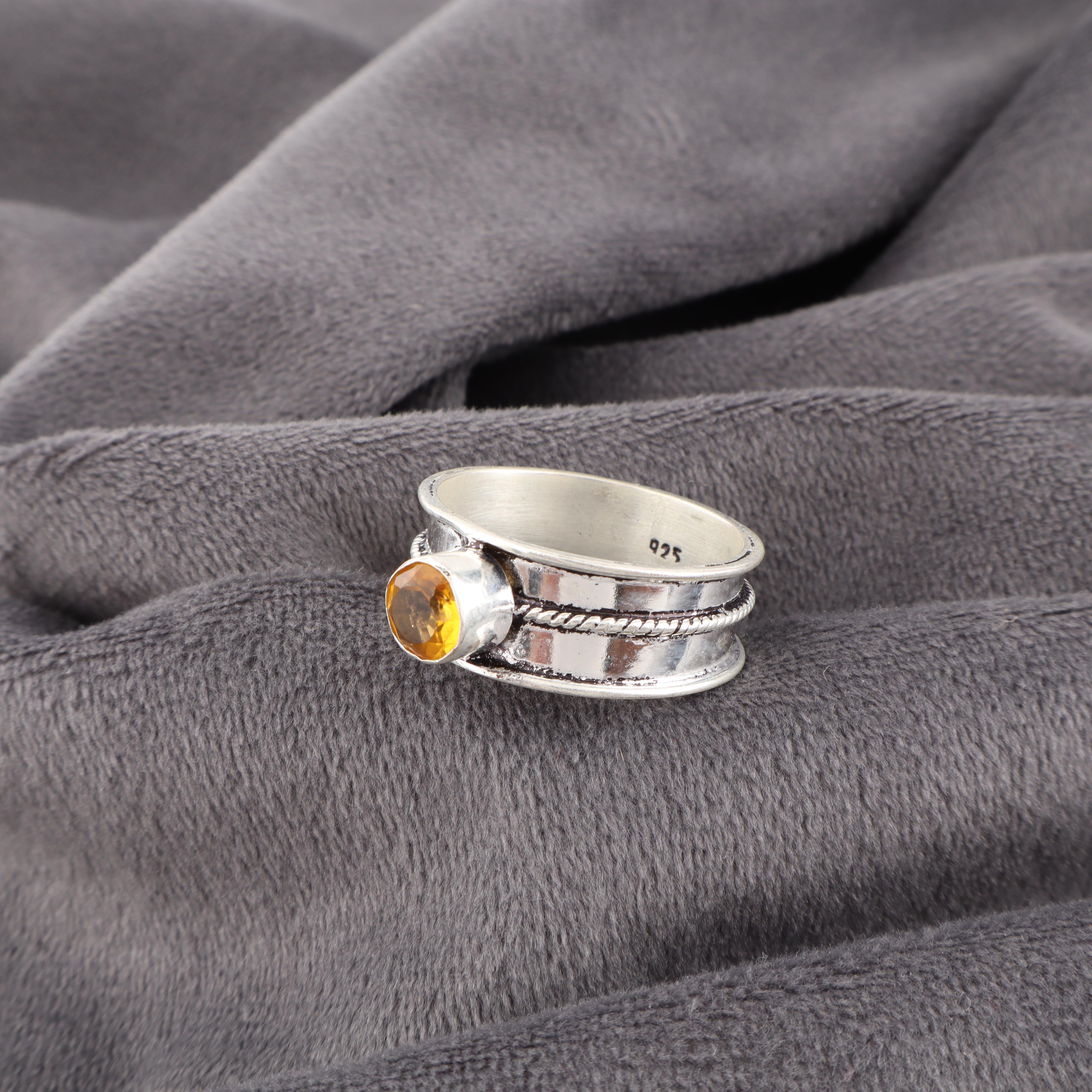 

Кольцо с цитрином, Ювелирное изделие ручной работы из серебра, Изящное кольцо из стерлингового серебра 925 пробы, Женское украшение, подарок для нее 12 жёлтый