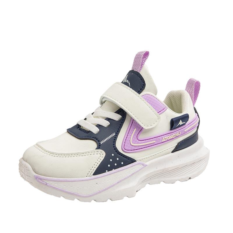 New Spring Children's Handsome Color Matching Leather Wear-resistant Soft-soled Sports Shoes