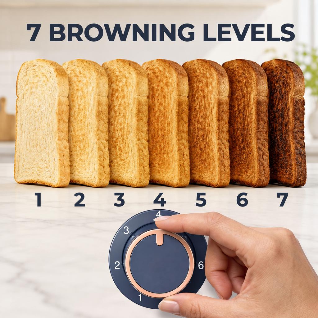 4 Slice Toaster with 7 Browning Levels, High Lift, 1860W, Dark Blue