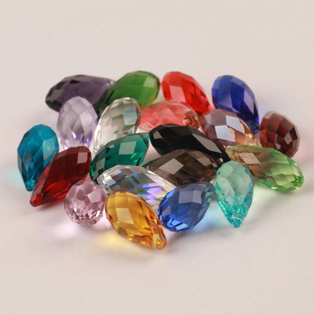 10pcs Teardrop Faceted Crystal Glass Beads Loose 12x25mm Drilled Pendant Drops  Crafts Beads for DIY Jewelry Making  Accessories