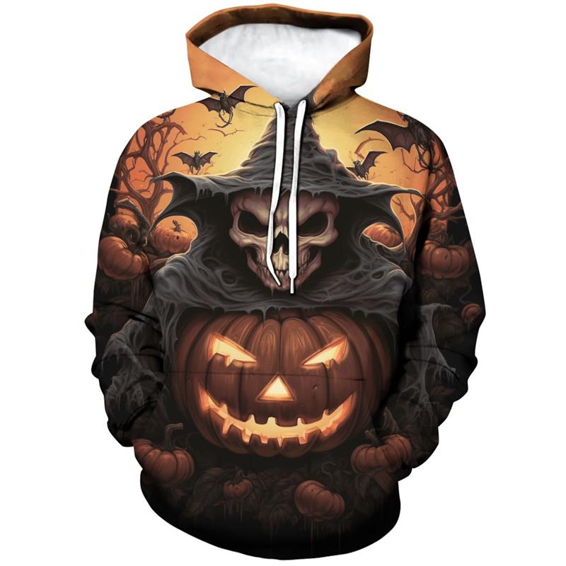 

Новинка Хэллоуин Толстовка с графикой тыквы Мужская 3D-печать Череп Свитшот Повседневные пуловеры с длинным рукавом Топы Осень Повседневные толстовки 4XL