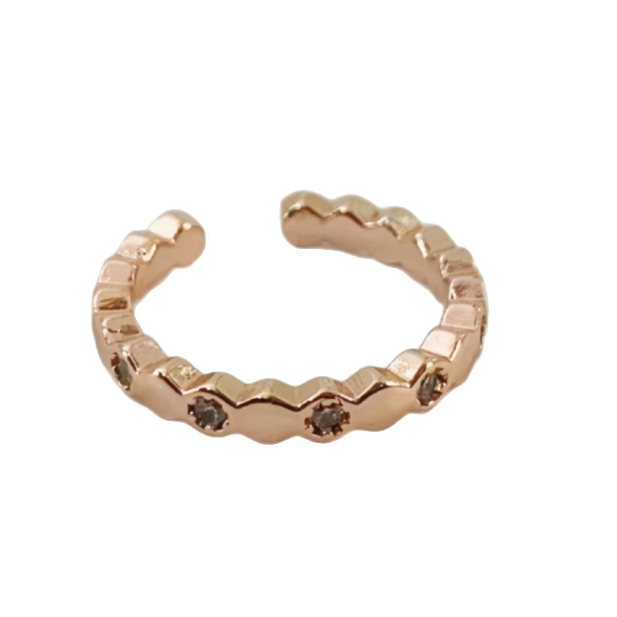 New Korean-Japanese Geometric Rhinestone Honeycomb Fashion Ring розового золота