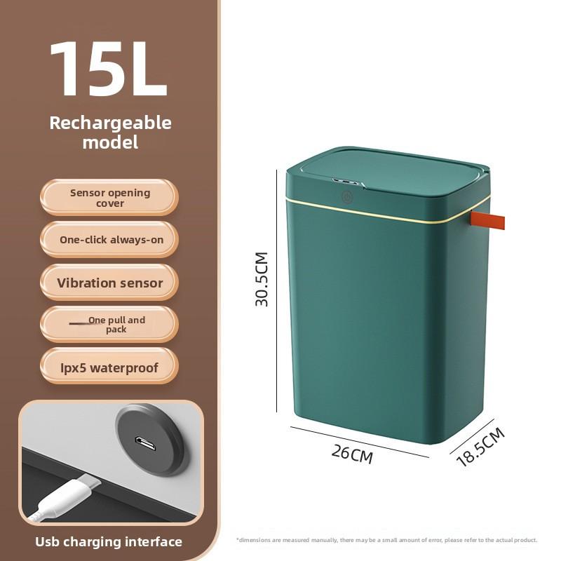 Touch-free Smart Open Lid Trash Can Automatic Packaging Smart Trash Can Bathroom Gap Garbage Storage Bucket