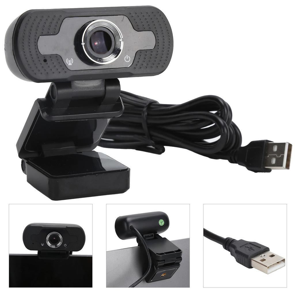 1080P Web Camera Full HD USB Webcam with Noise Cancelling Microphone MultiFunction Base