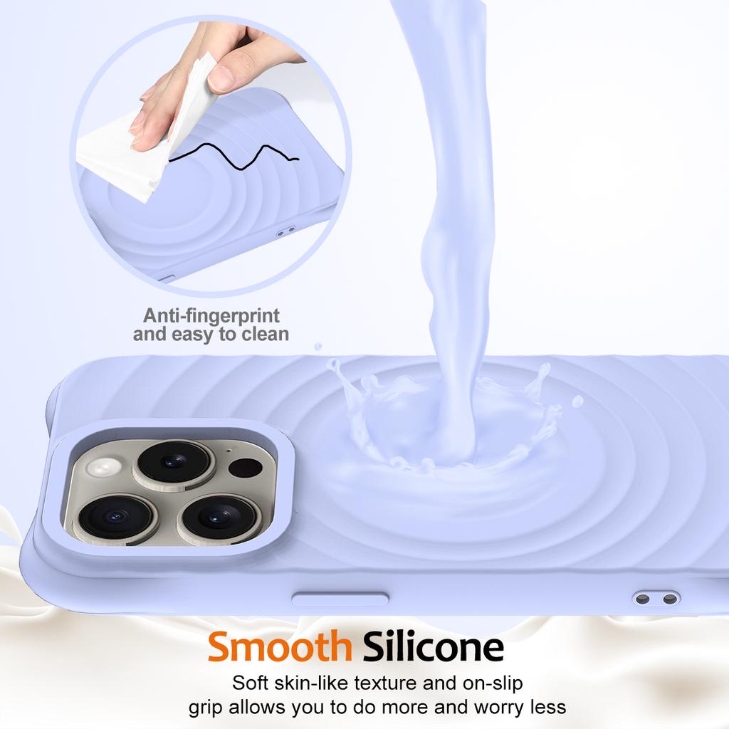 For iPhone 14 Pro Case Water Ripple Texture Liquid Silicone Slim Phone Shell Compatible with MagSafe
