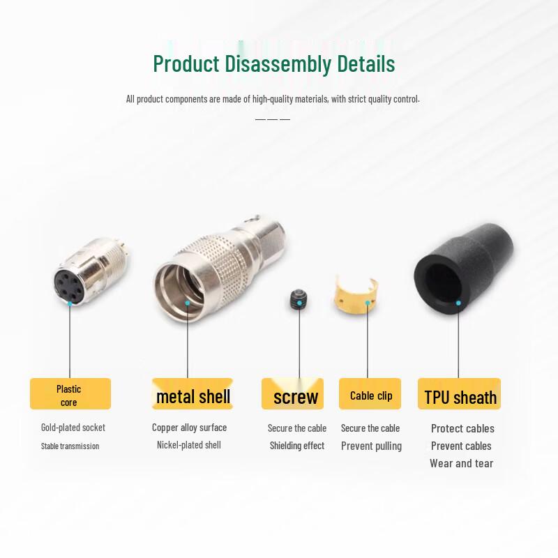 Jintuo Compatible Hirose HR10A-7P-6S Industrial Camera Connector