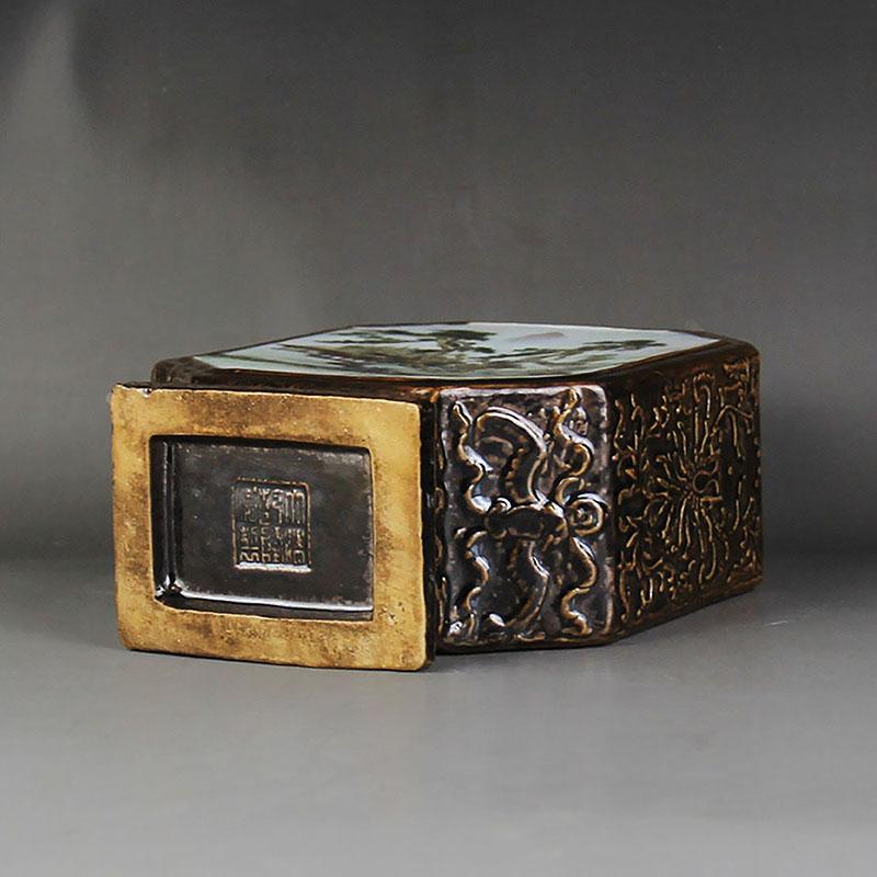 Qing Qianlong Ceramic Vase Figure Four Sided Flat Bottle Porcelain Old Items Antique Collection Ornaments Home Desk Accessories