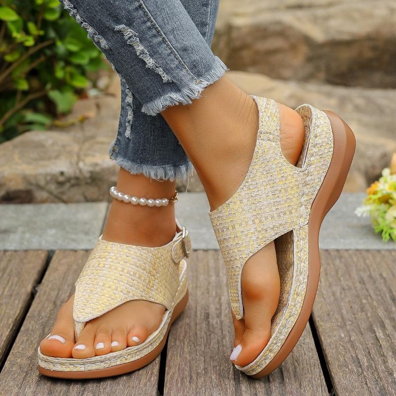 

Large size herringbone sandals women s summer wind new plaid rear strap wedge women s sandals 43