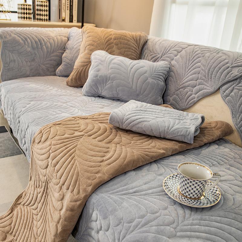 Milk Fiber Winter Plush Sofa Cushion Winter Thickening Cushion Shaped Simple Modern Full Cover Cloth
