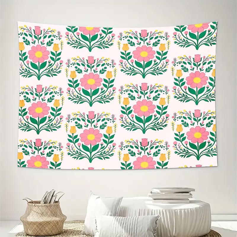 Blumenwandteppich Wandbehang Botanische Blume Wanddekoration Vintage Natur Tapisserie Ästhetische Raumdekoration Cottagecore Wandkunst Bett