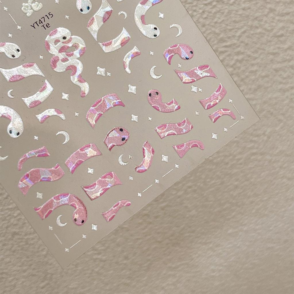 YITU Iridescent Snake Nail Stickers with Star & Moon Design, YT4715.