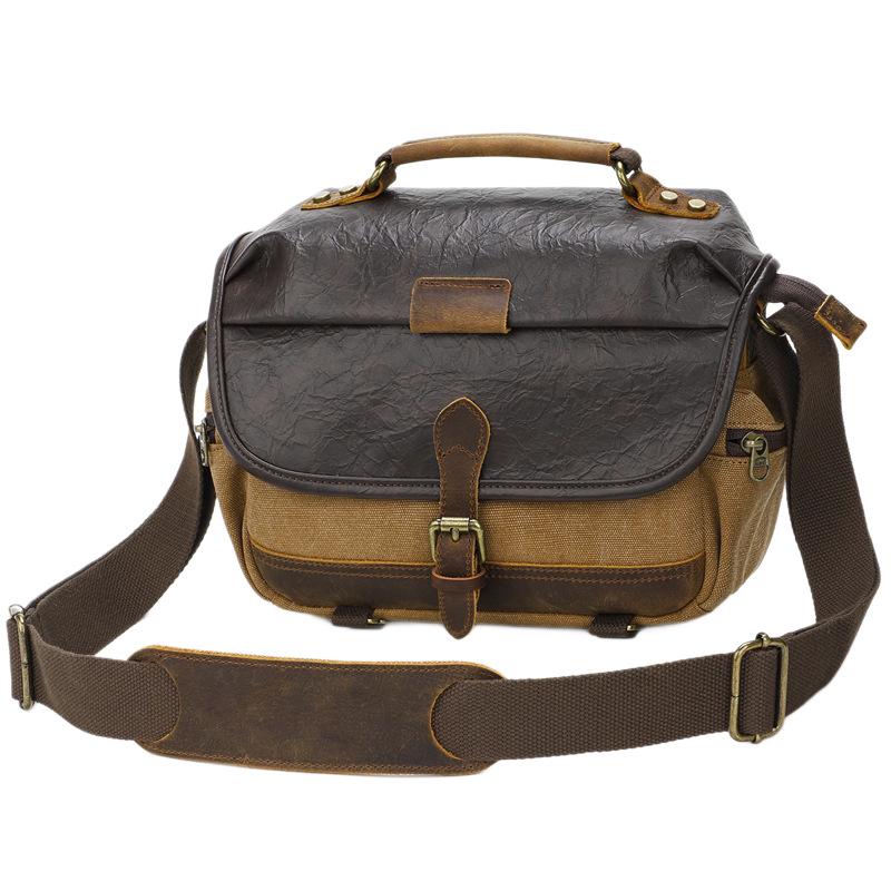 Retro DSLR Camera Bag Canvas Crossbody Photography Bag Micro Single Storage Bag Shockproof Digital Bag Men's Outdoor Camera