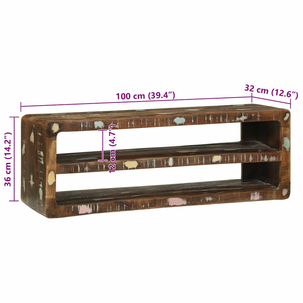 TV Cabinet Multicolored 100 X 32 X 36 Cm Solid Reclaimed Wood