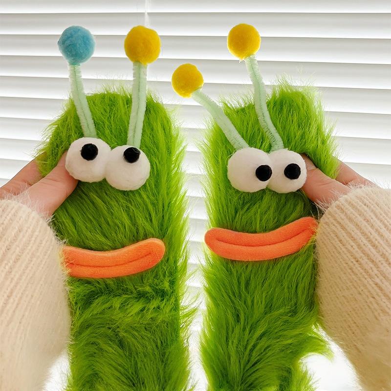 1 Pair Christmas Stockings Funny Monster Socks Autumn Winter Coral Fleece Floor Fuzzy Socks Couple Sleep Sock