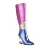 Fashion Women's New Autumn and Winter Pointed Color Blocked Zipper Wolf Tooth High Heel Plus Size High Tube Knight and Knee Boots
