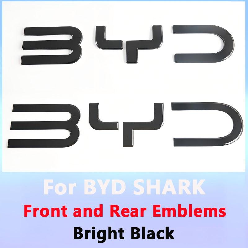 For BYD Shark 6 Accessories Black Car Label Sticker Car Front Logo Frame Head Bumper Decor 3D Sticker Cover