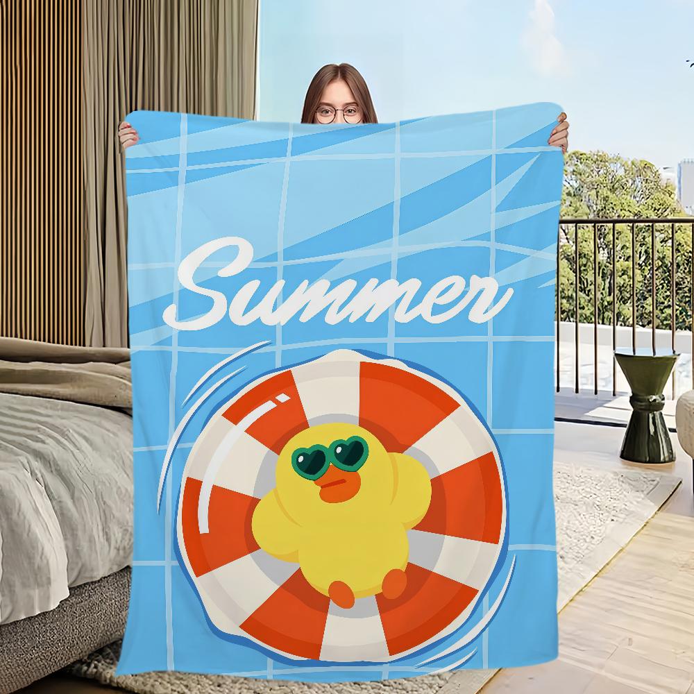 

Cute cartoon art funny duck L-line F-friends S-Sally Flannel warm soft plush blanket for sofa living room bedroom travel gift 30x40in