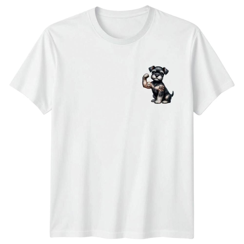 Love Mom Schnauzer Dog Animals Pet Owners Unisexs TShirt Unisexs Tee Graphic Shirt S