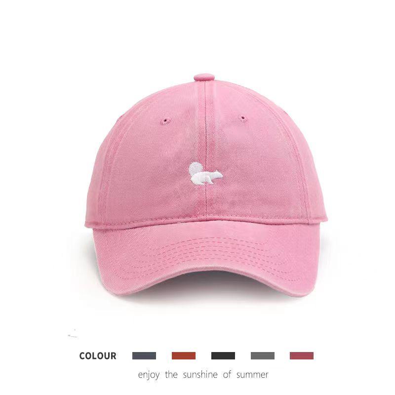 

Летняя бейсболка из выстиранного хлопка с вышивкой белки для женщин – Ретро солнцезащитная One Size