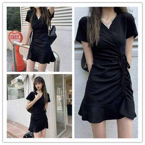 2026 Slimming Pleated Mermaid Little Black Dress - Flaw-Hiding Women's Summer Short Skirt