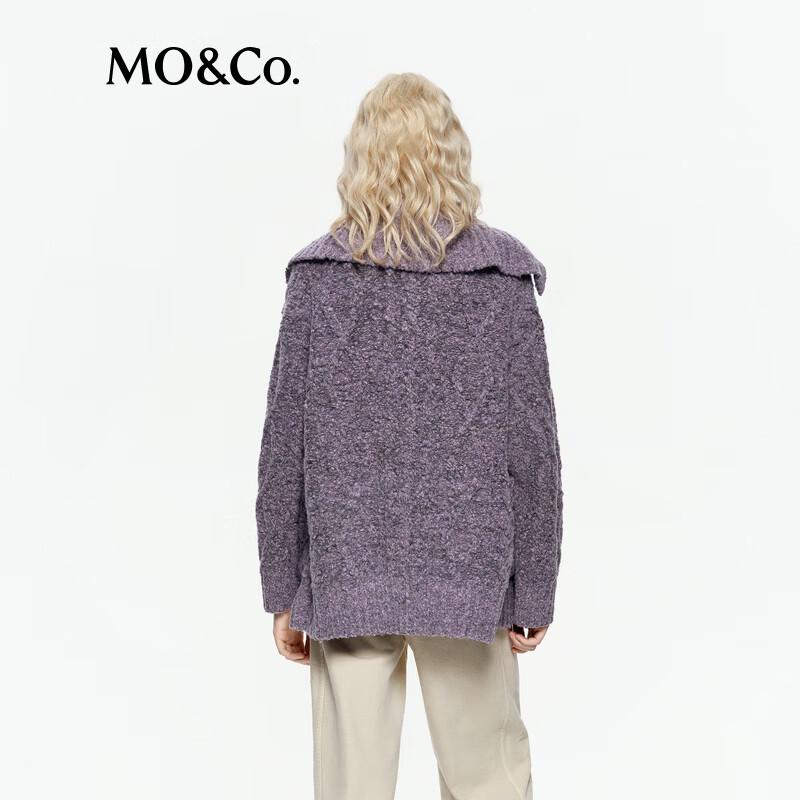 MO&Co. Women's Cable-Knit Mid-Length Wool Cardigan