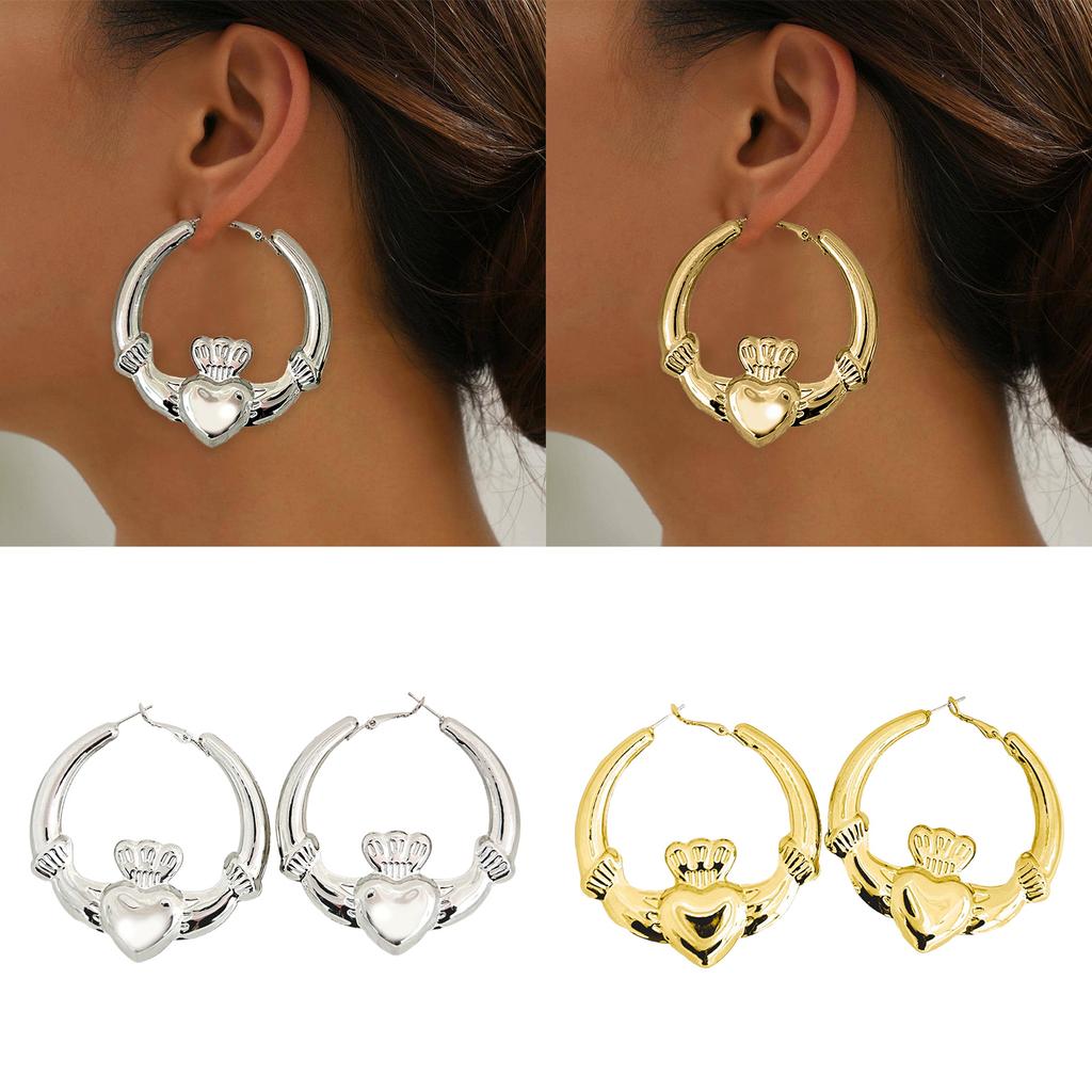Heart Design Hoop Earrings Jewelry Chic Heart Hoop Earrings Ear Rings Charm For Women Ideal Valentine's Day Jewelry