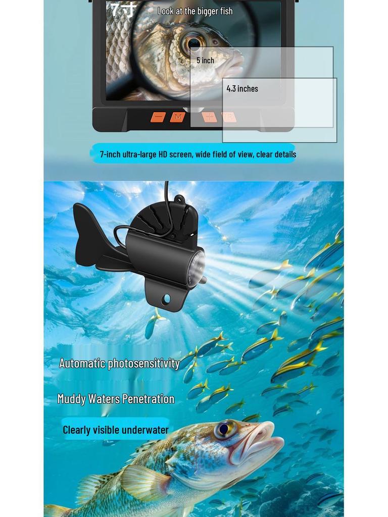 7-inch Waterproof Underwater Fishing Camera for Ice Fishing and Fish Locating
