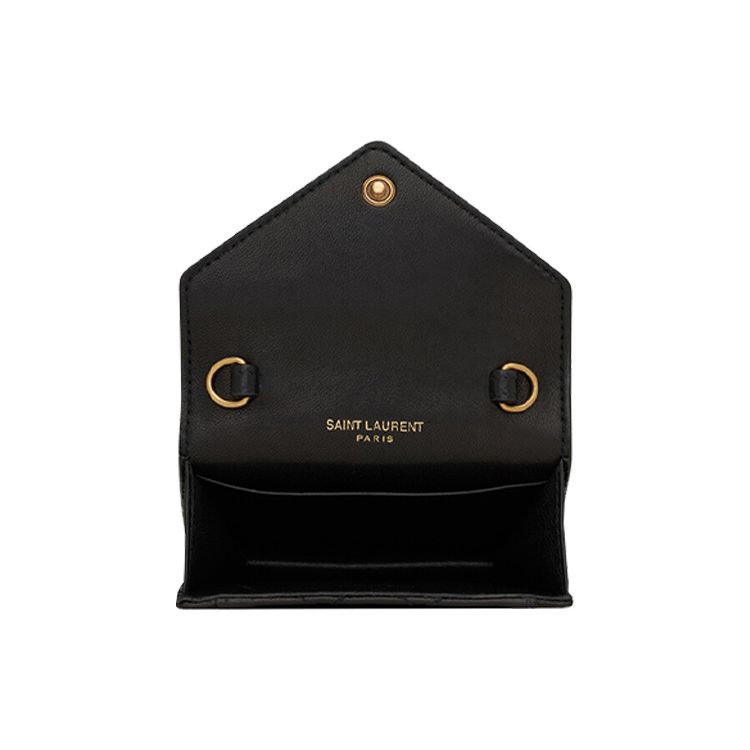 Saint Laurent YSL Gaby Gold Logo Quilted Lambskin Chain Crossbody Shoulder Bag Women bags Black 685612-1EL07-1000