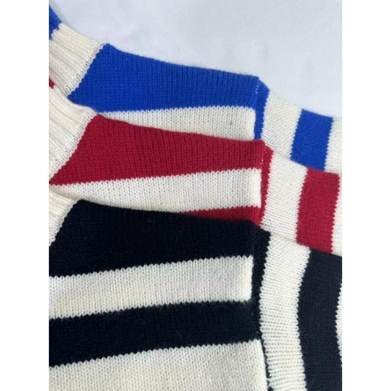 Damen Herbst und Winter Stehkragen Locker Streifen Langarm Strickpullover