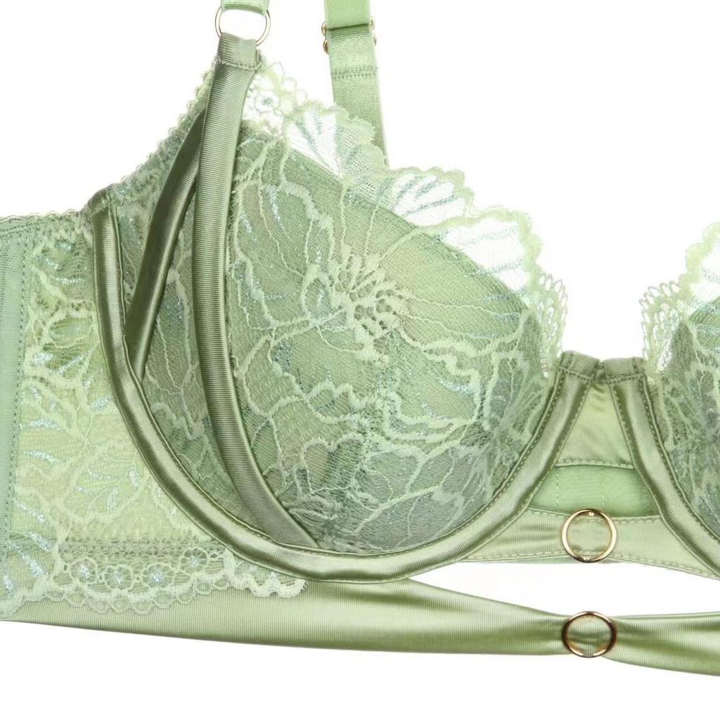 Sexy Unterwäscheset für Damen aus Europa und Amerika, Spitzen-Dessous-Set, ausgehöhlter, dünner Körbchen-Minimizer-BH und Höschen-Set