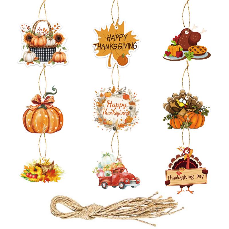 Thanksgiving Autumn Maple Leaf & Pumpkin Hanging Decorations Tags