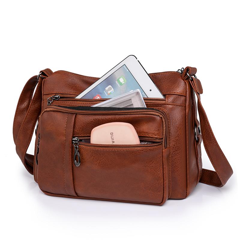 Retro Women's Shoulder Bag Solid Color Multi Pocket Storage for Middle-aged and Elderly Mothers Crossbody Bag Small Square Bag