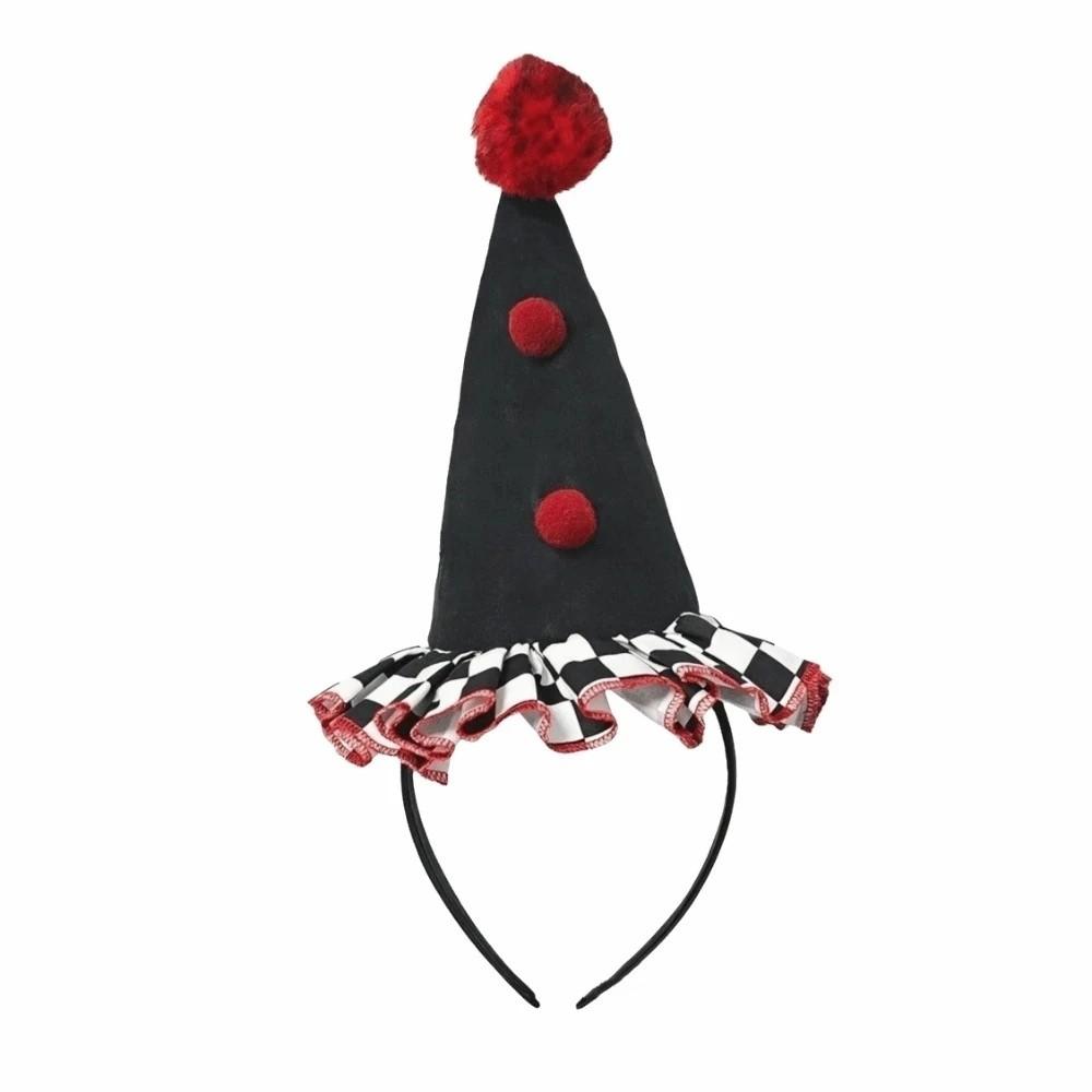 Dot Grid Clown Headwear Ruffle Funny Headwear Halloween Joker Headband Carnival Dress Up