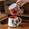 High Value Ceramic Mug Relief Flower Breakfast Cup Household Cup Cup Large Capacity Coffee Cup Water Cup