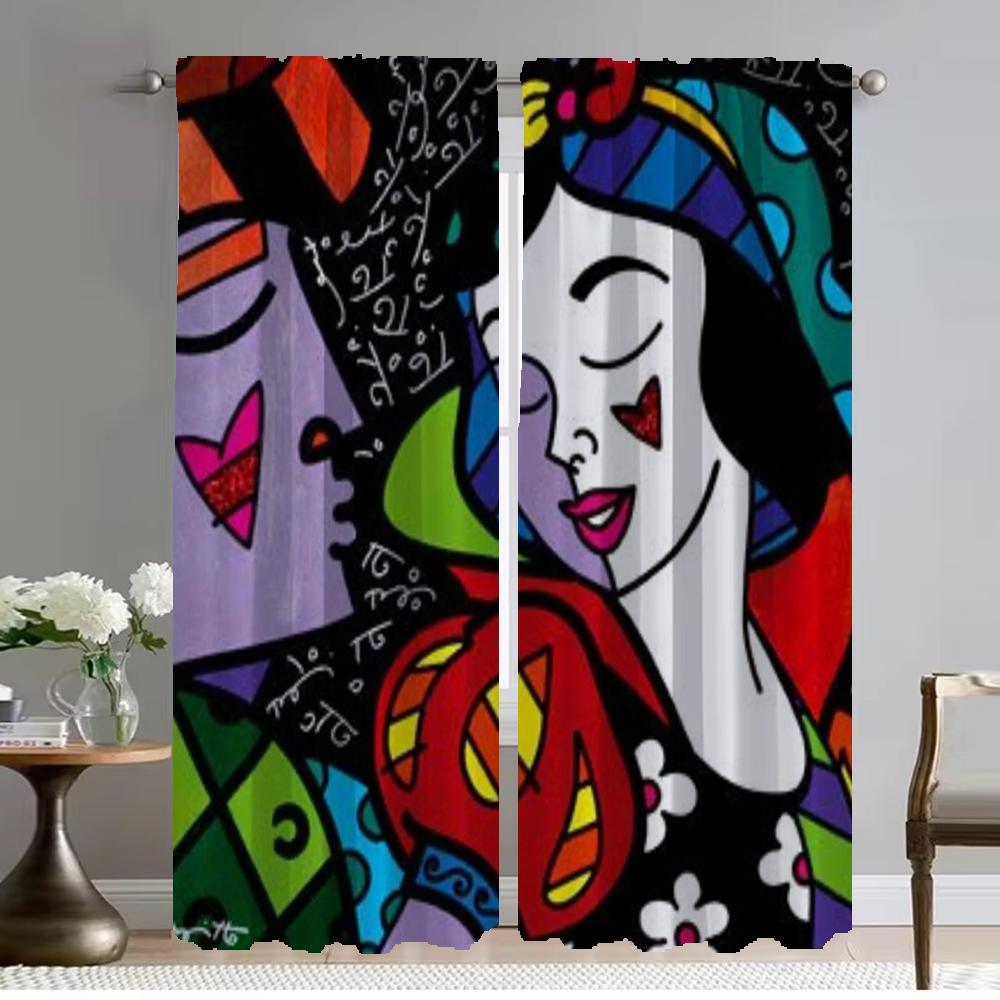 Blackout Curtain for Room 2 Panel Britto Elegant Room Curtains Halloween Decoration Shades Partition Home Interior Curtains