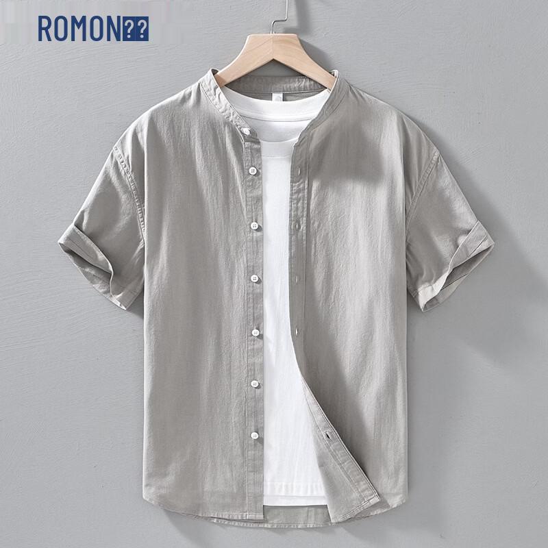 ROMON Men s Summer Short-Sleeve Cotton Shirt L