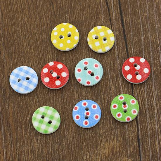 100Pcs Checker Dots Mixed Round Shape Buttons DIY Craft for Scrapbooking