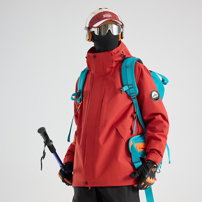 Men's Hooded Detachable Ski & Mountaineering Jacket for Outdoor Adventures