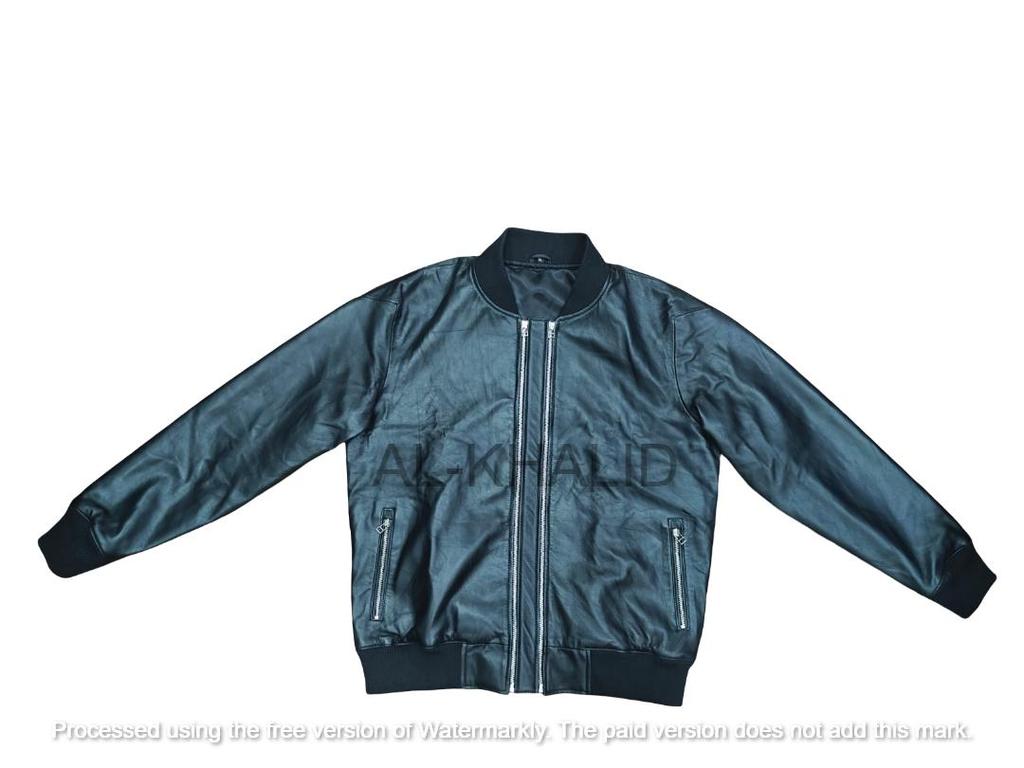 Deri Şık Erkek Siyah Ceket Bomber El Yapımı Hakiki Kuzu Derisi Motosiklet