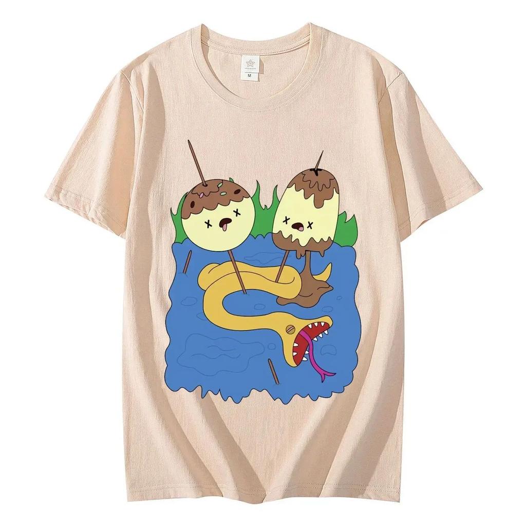 Rock T-shirt Adventure Time Cartoon Short Sleeved Men and Women Harajuku Y2k Fashion Autumn Winter Tees Unisex